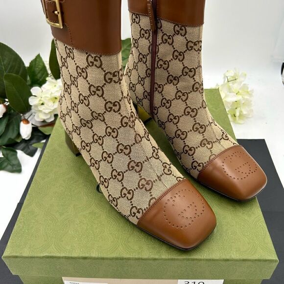 SOLD!!!!!  Gucci, GG canvas/leather, monogram ankle boots, size 40 made in Italy - Picture 1 of 9